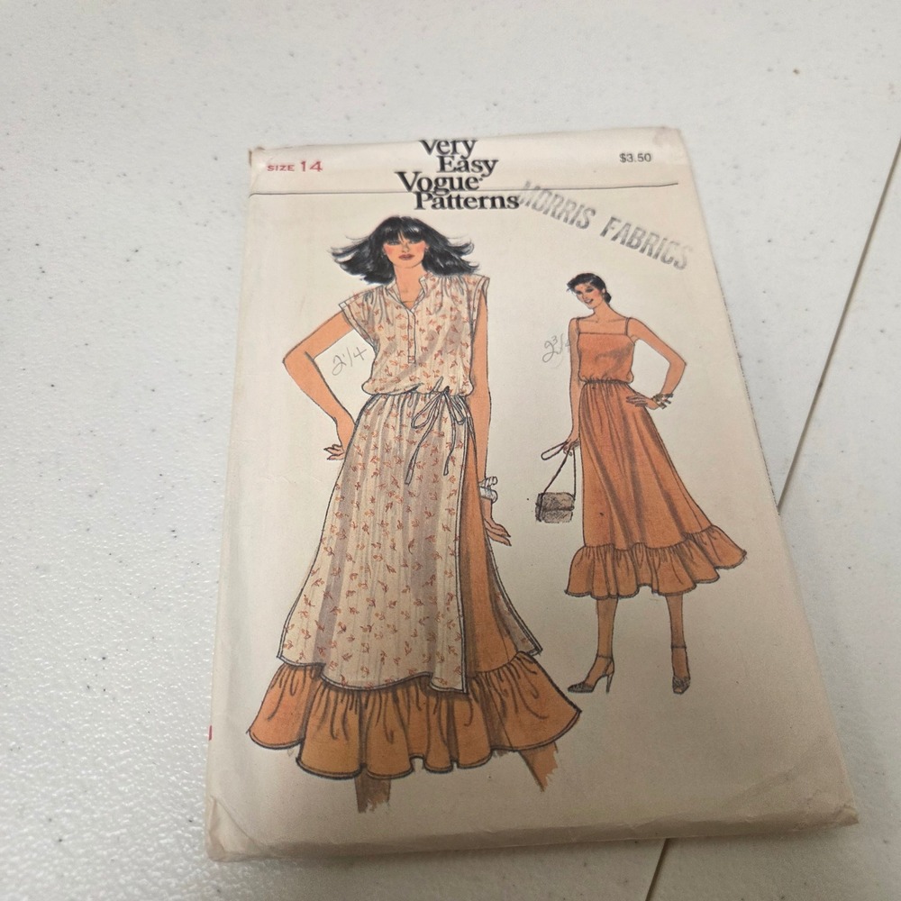 Vogue 7309 Very Easy Sewing Pattern Misses Dress Tunic Ruffle Size 14 Vintage